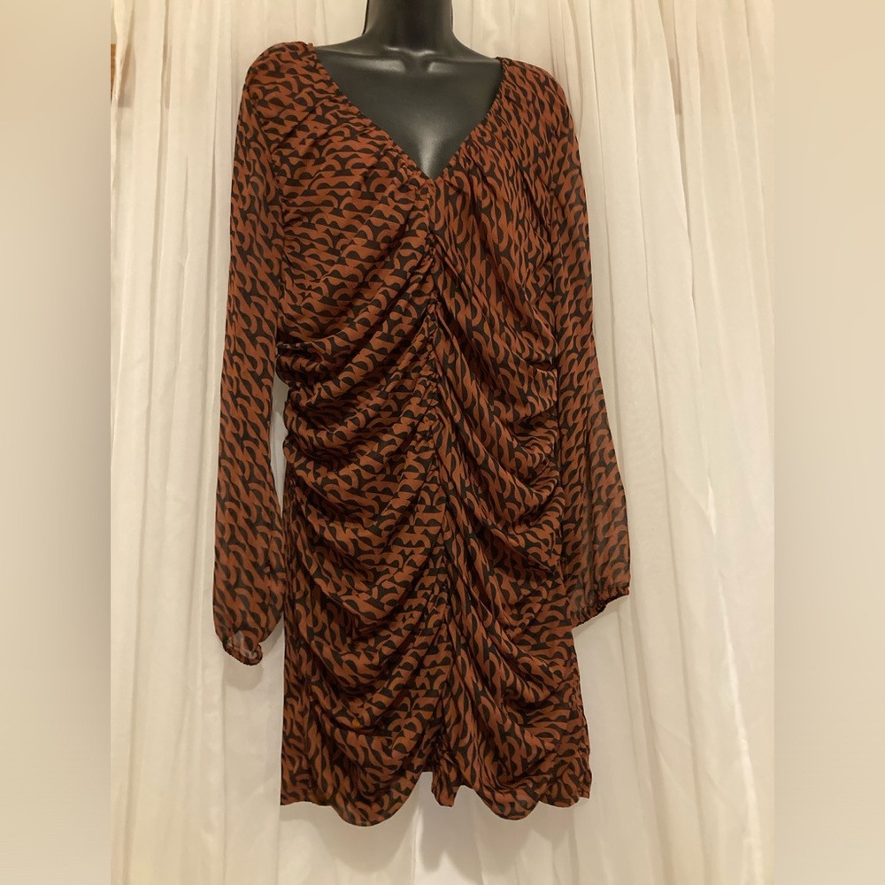 Chic Brown Patterned Dress